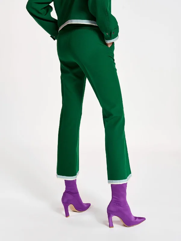 Pantaloni con Orlo a Contrasto Verde