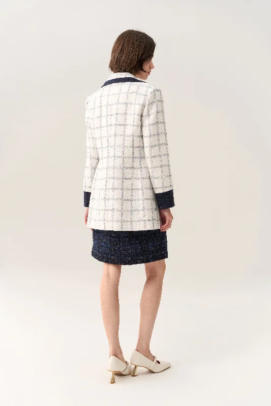 Flap-pocket Check Midi Coat