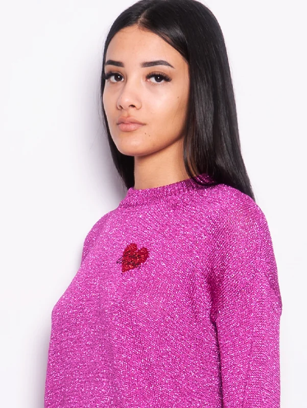 Maglia Girocollo in Lurex Magenta