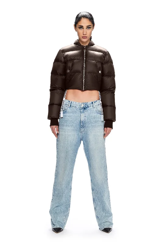 Khrisjoy Puff Cropped Bomber Jacket - Chocolate