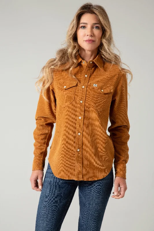 Kimes Ranch Women's Camel Dixon Cord Button Down Long Sleeve Shirt