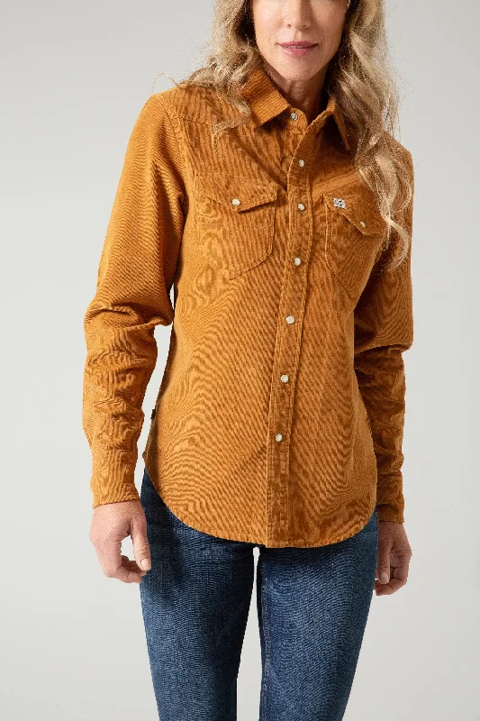 Kimes Ranch Women's Camel Dixon Cord Button Down Long Sleeve Shirt