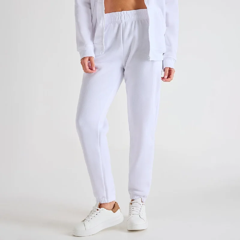 Ladies White Zip Pocket Jogger