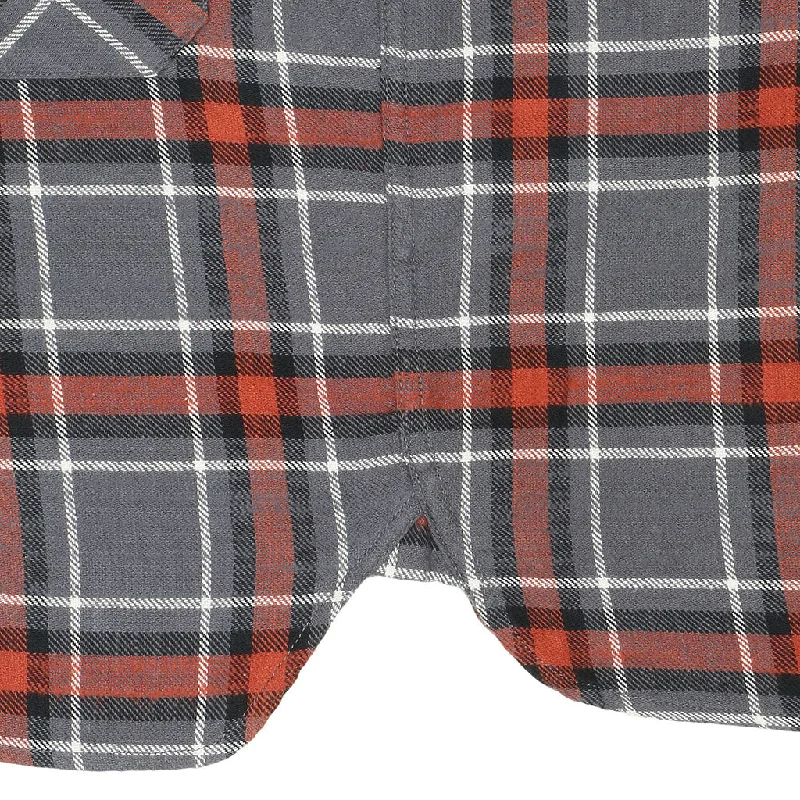 Long Sleeve 2 Notch Flap Pocket Shirt / JAPANESE COTTON Flannel - Gray/Orange