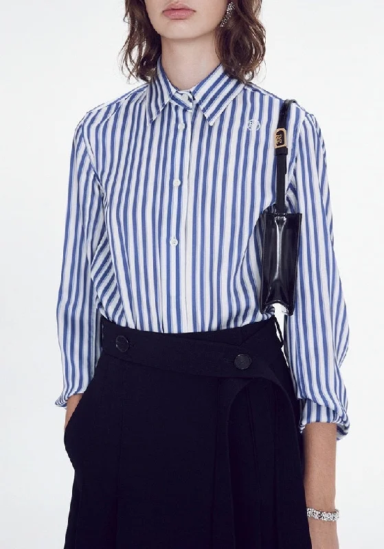 Nonothing|Women's cotton shirt in blue stripe