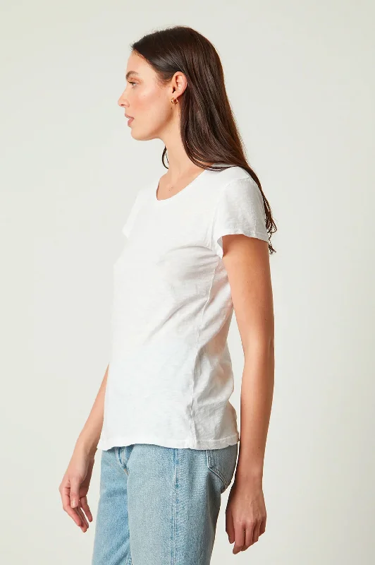 Odelia Cotton Slub Crew Neck Tee in White