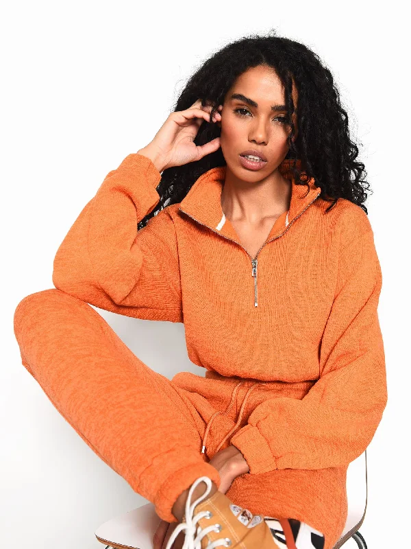 Glamorous Orange Quarter Zip Loungewear Jumper