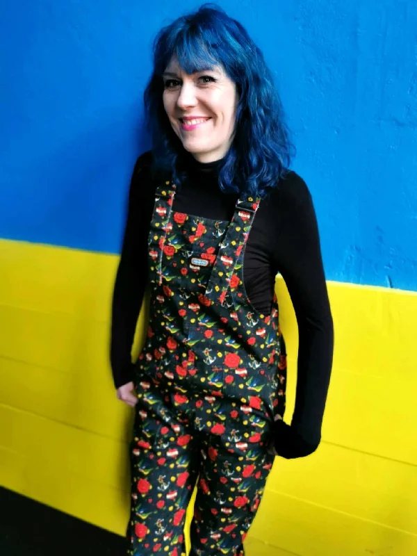 Retro Old School Tattoo Dungarees - Run & Fly