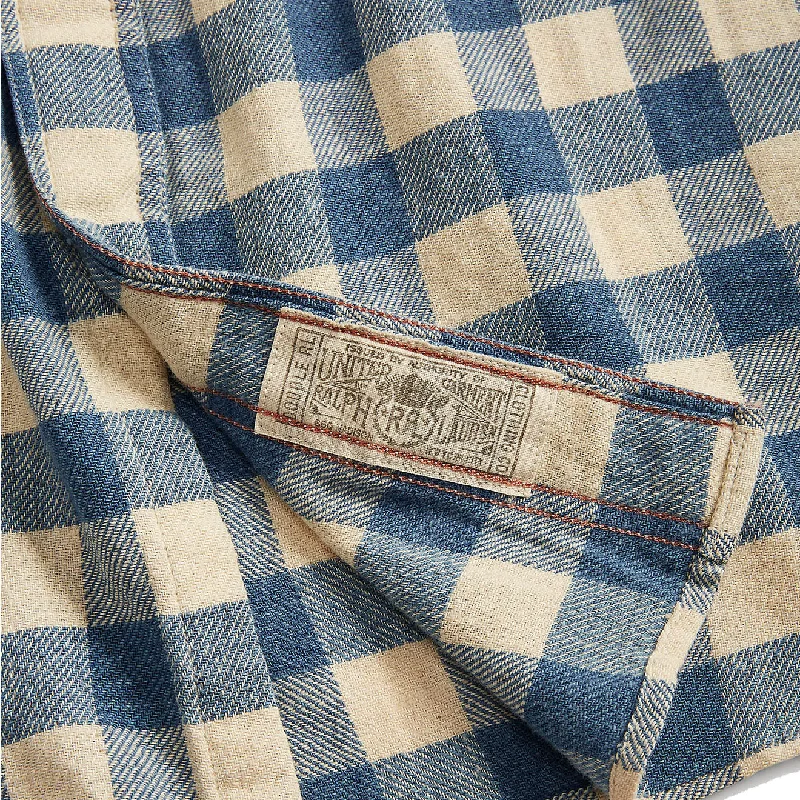 RRL by Ralph Lauren Womens Plaid Cotton-Linen Shirt Indigo/Cream