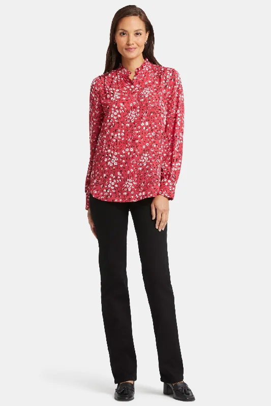 Ruffle Neck Blouse - Cherry Creek