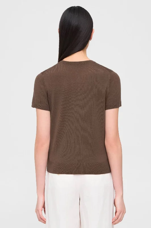 Short Sleeve Sweater in Regal Wool Pecan