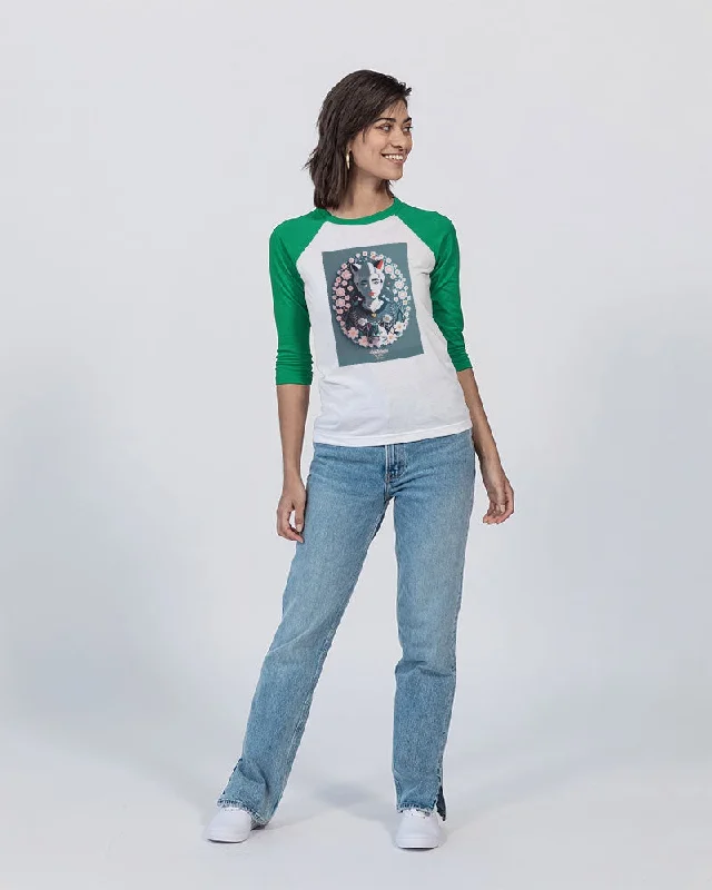 Silverfox flower Unisex Three-Quarter Sleeve Baseball Tee | Bella + Canvas