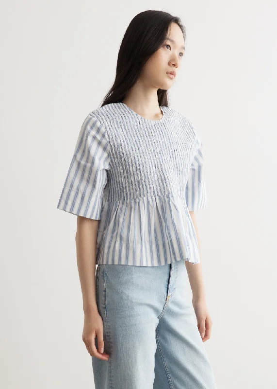 Stripe Open Back Smock Blouse