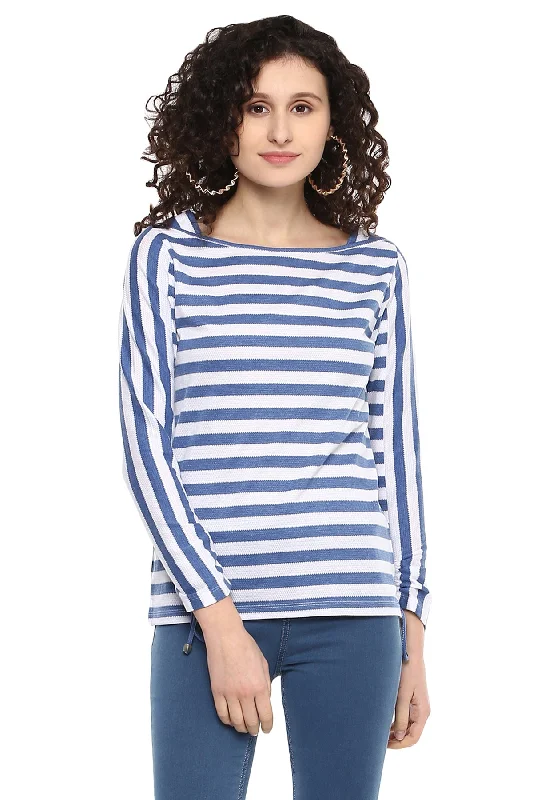 Striped Boat Neck Casual Top