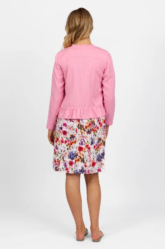 Tencel Jacket With Frill Hem - Flamingo