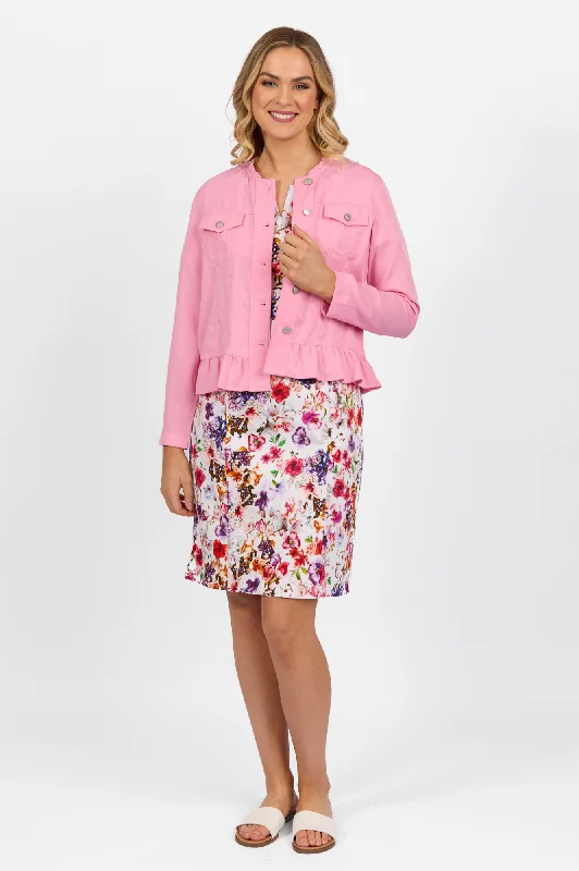 Tencel Jacket With Frill Hem - Flamingo