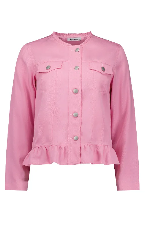 Tencel Jacket With Frill Hem - Flamingo