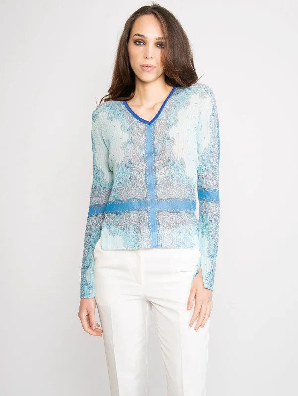 Maglia a Costine Blu