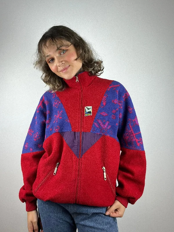 Vintage Red Patterned Fleece