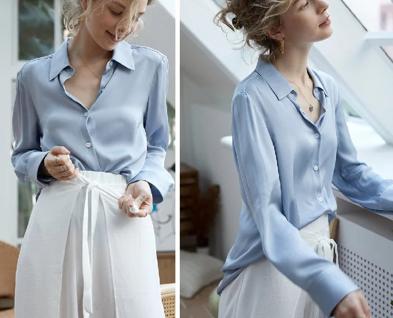 NoNothing | luxurious silk shirt in light blue