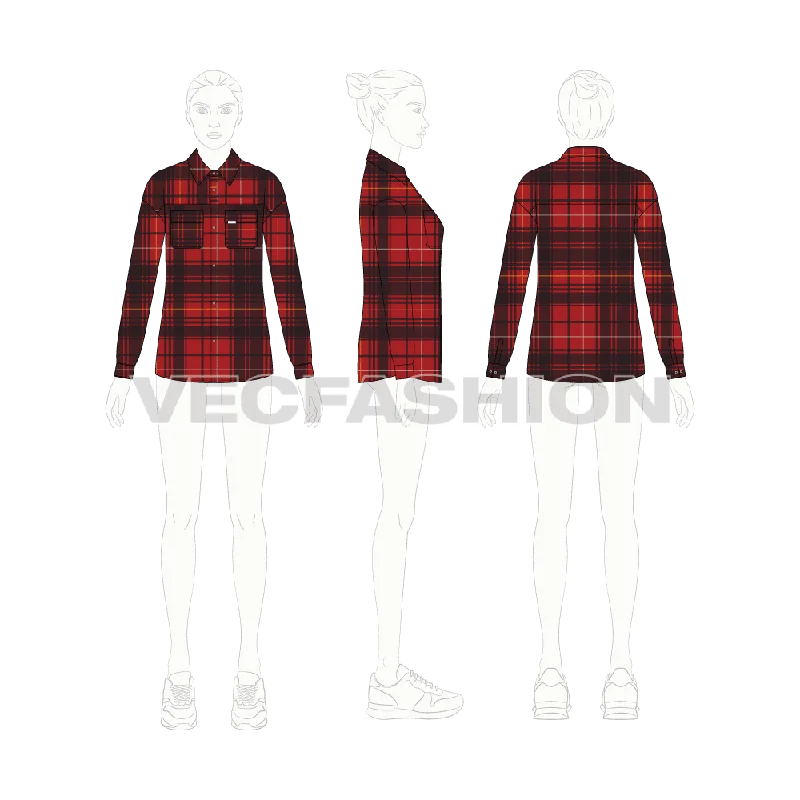 Women's Oversized Plaid Winter Shirt