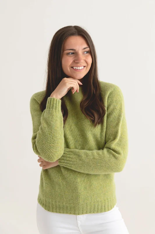 Womens Seamless Saddle Shoulder Shetland Jumper - Lime