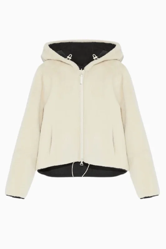 Yves Salomon Reversible Shearling Hooded Parka - Black/ Ivory